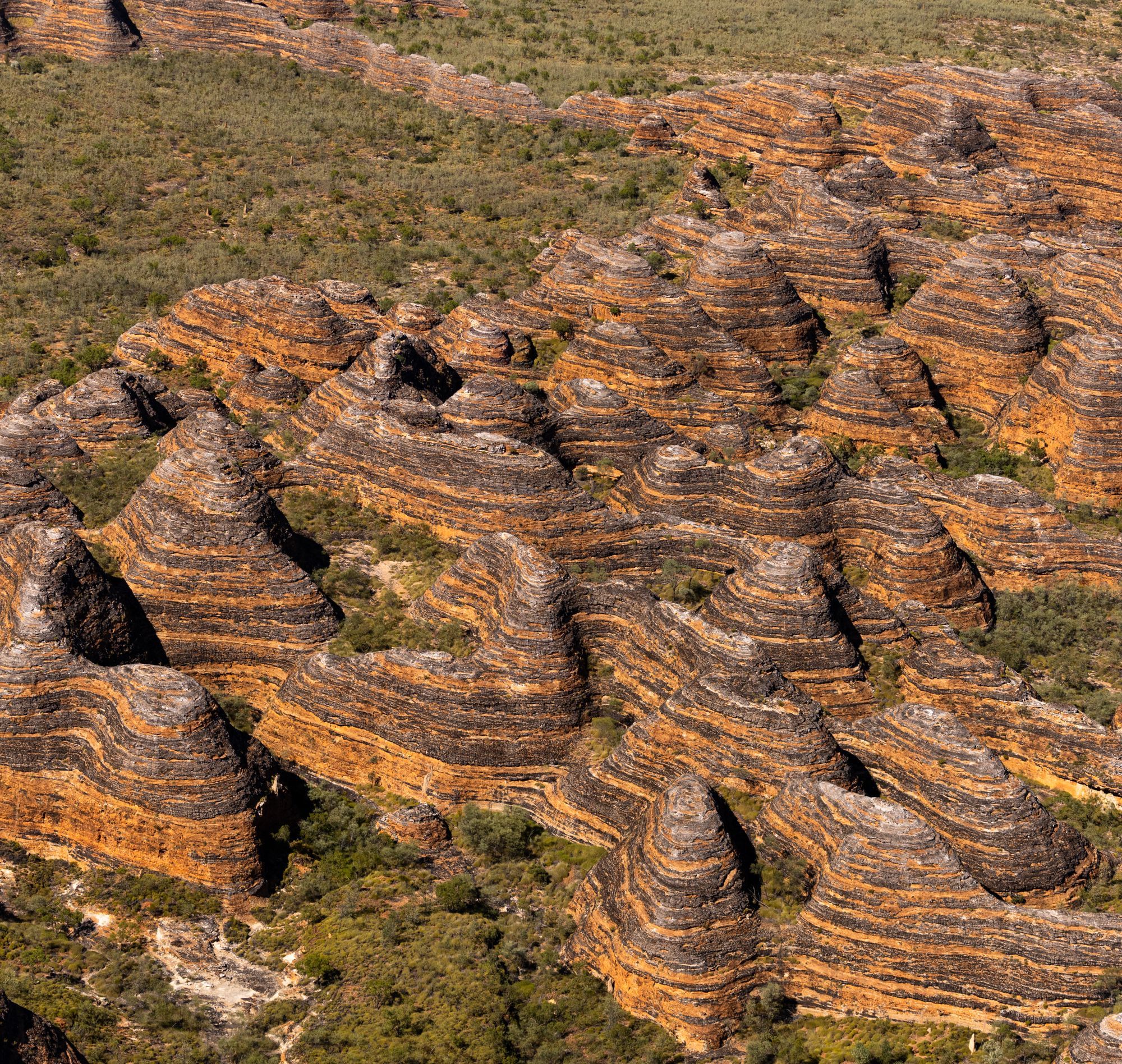 The striped beehive domes of the Bungle Bungle Range in Purnululu National Park
