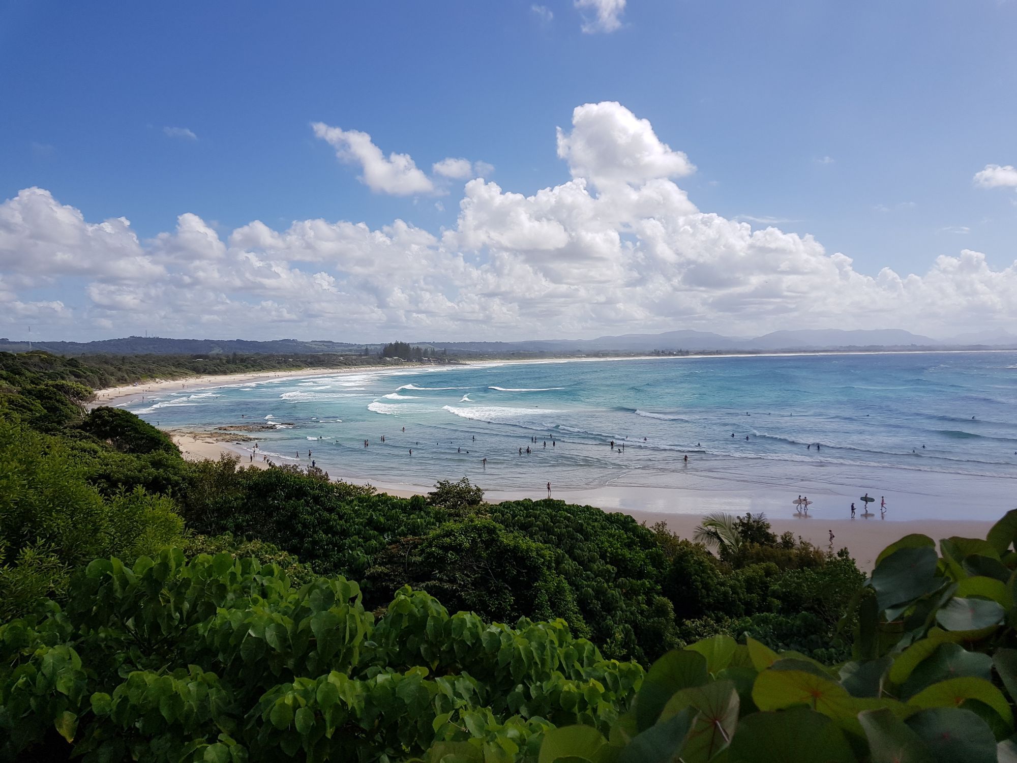 Byron Bay's coastline and beaches seen from a headland