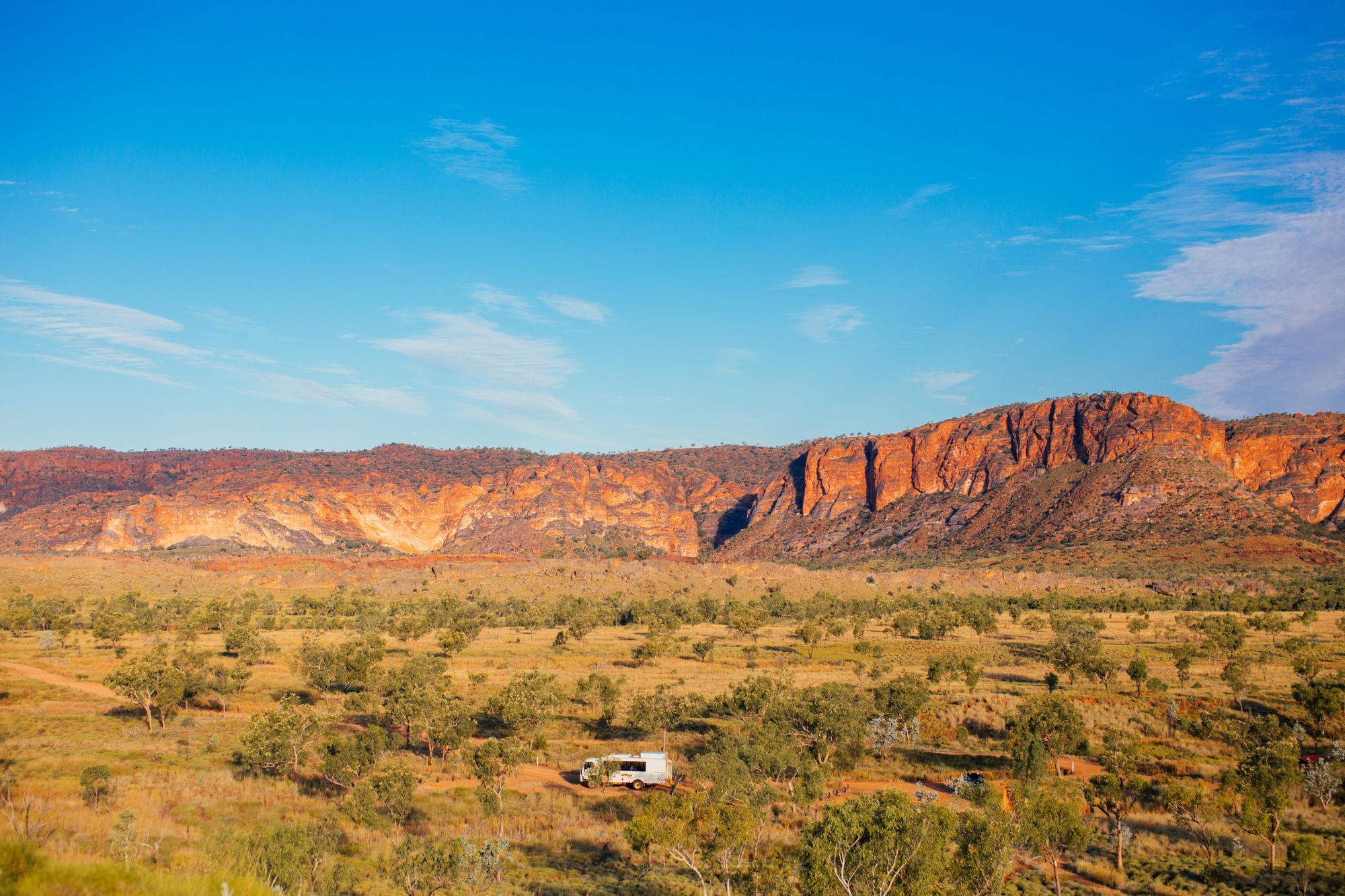 Red ranges rising above the plains of Central Australia