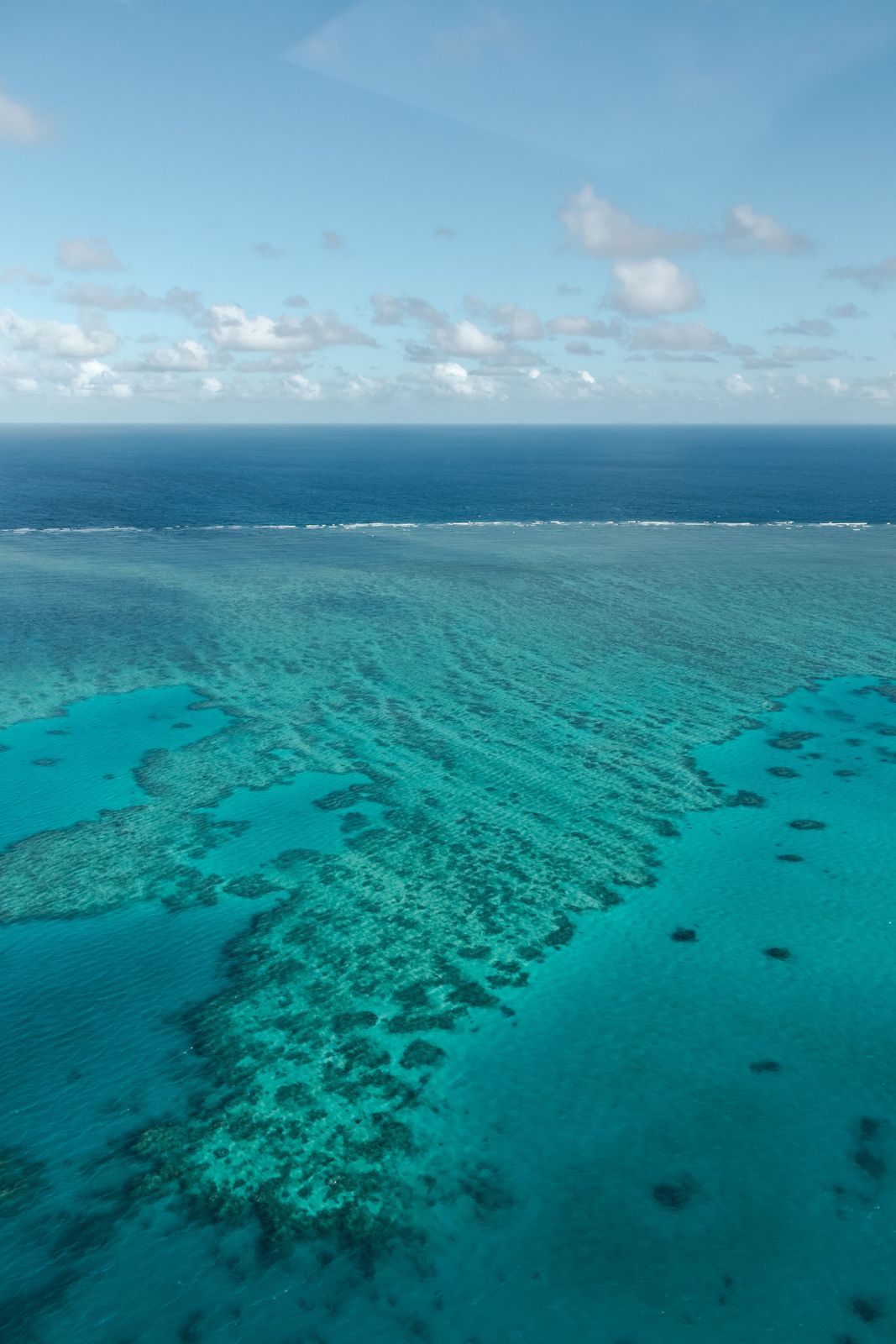 An outer reef edge running out towards the open ocean