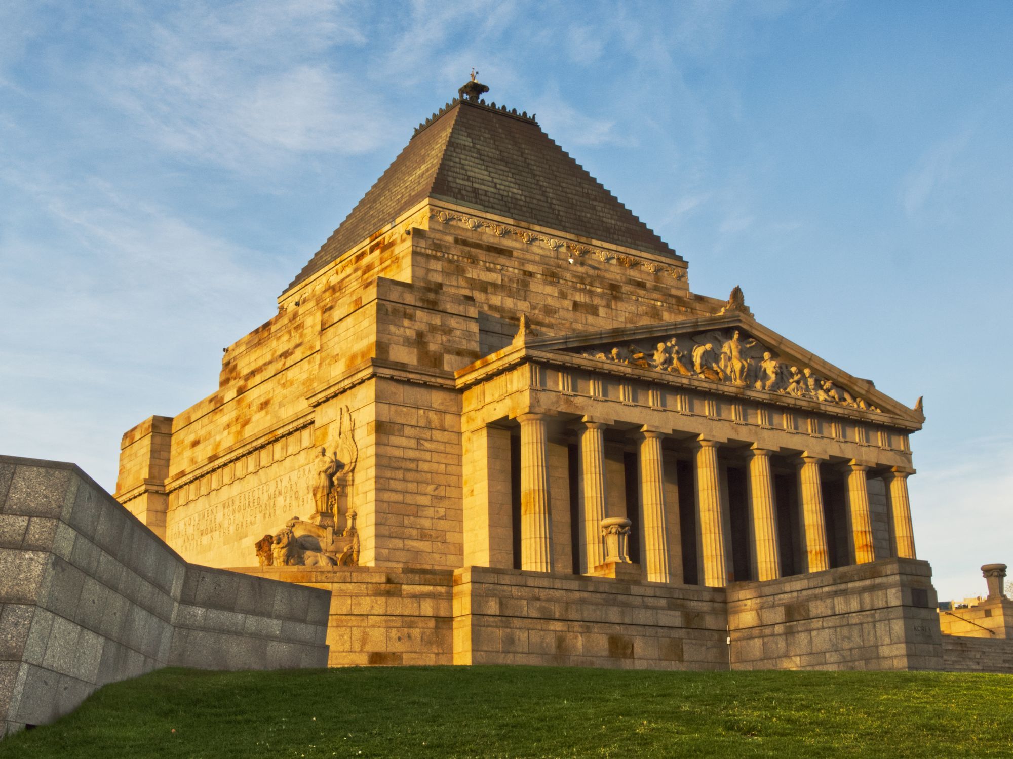 The Shrine of Remembrance in Melbourne at golden hour