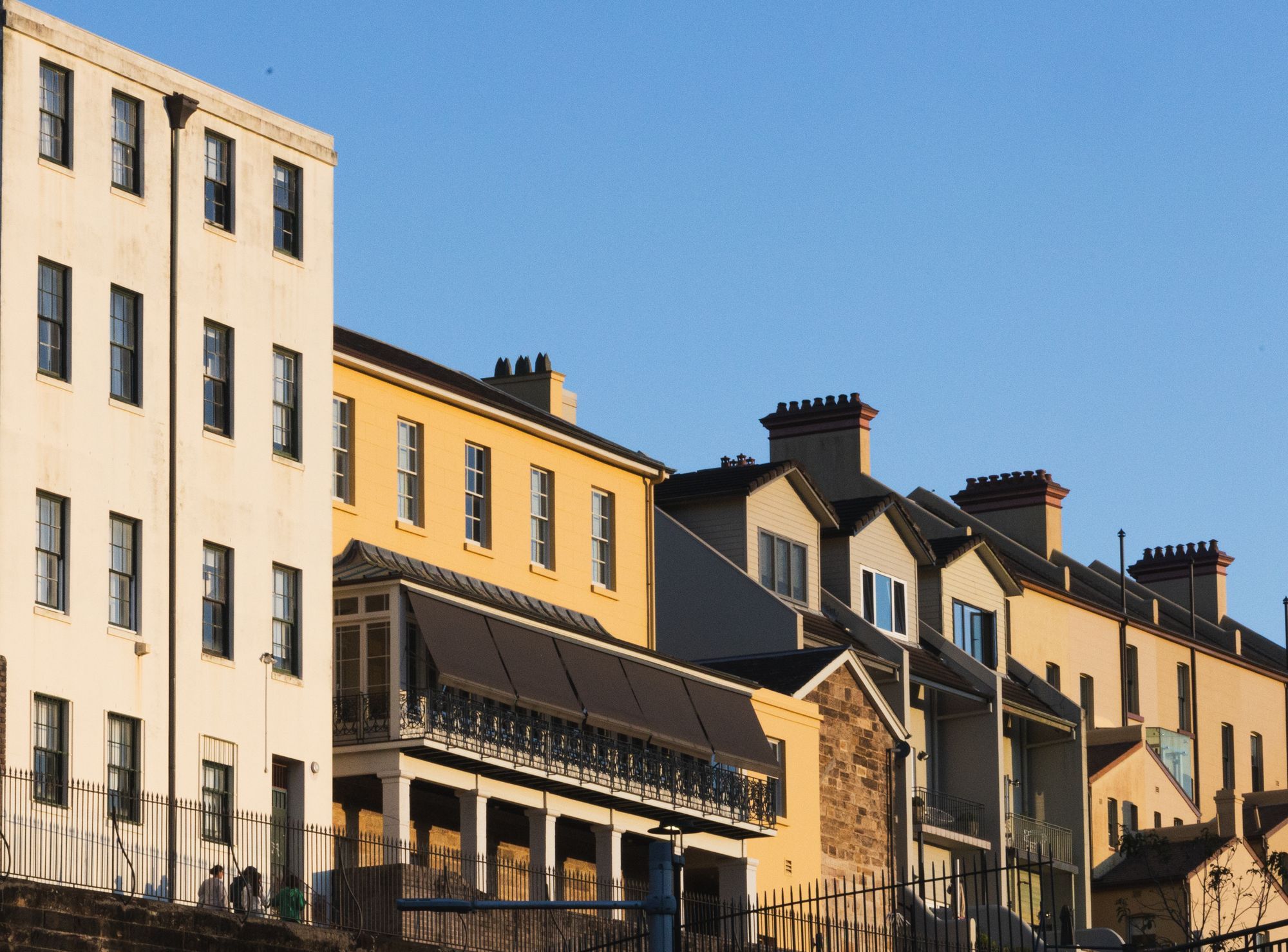 A row of historic terrace buildings in Sydney