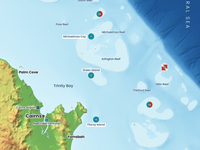Map of Cairns and the outer reef
