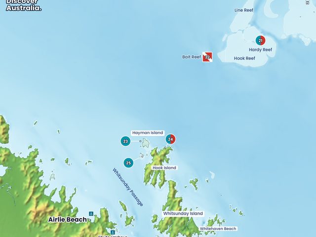 Map of the Whitsunday Islands and outer reef